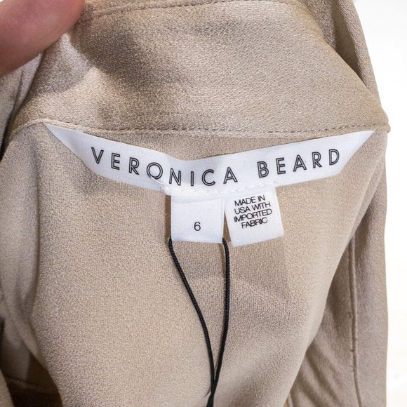 Veronica Beard M Luxe Crepe Button Down Blouse Long Sleeve Shirt Sand size 6 - Picture 14 of 16